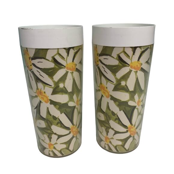 Thermo-Serv West Bend Vintage Floral Daisy Plastic Insulated Tumblers-Set of 2 - Picture 1 of 5